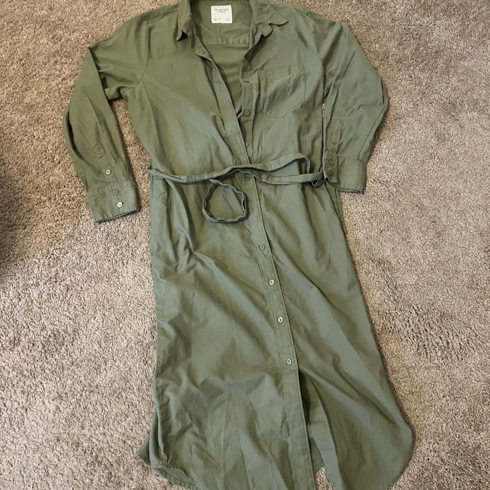 Abercrombie & Fitch Sage Green Long Sleeve Dress